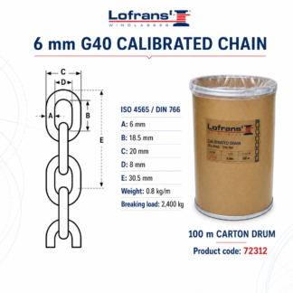 Lofrans 6Mm G40 Anchor Chain 100M Carton Drum 72312 – Anchoring & Docking – Anchor Chains