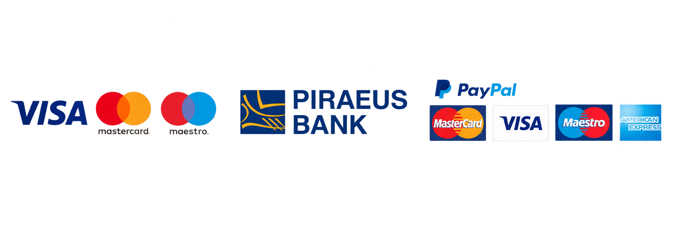 Payment methods: Visa, Mastercard, Maestro, Piraeus Bank and PayPal